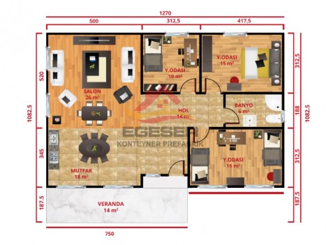 138 m² Tek Katlı Prefabrik Ev