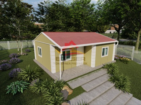 50 m² Tek Katlı Prefabrik Ev | Verandalı 1+1
