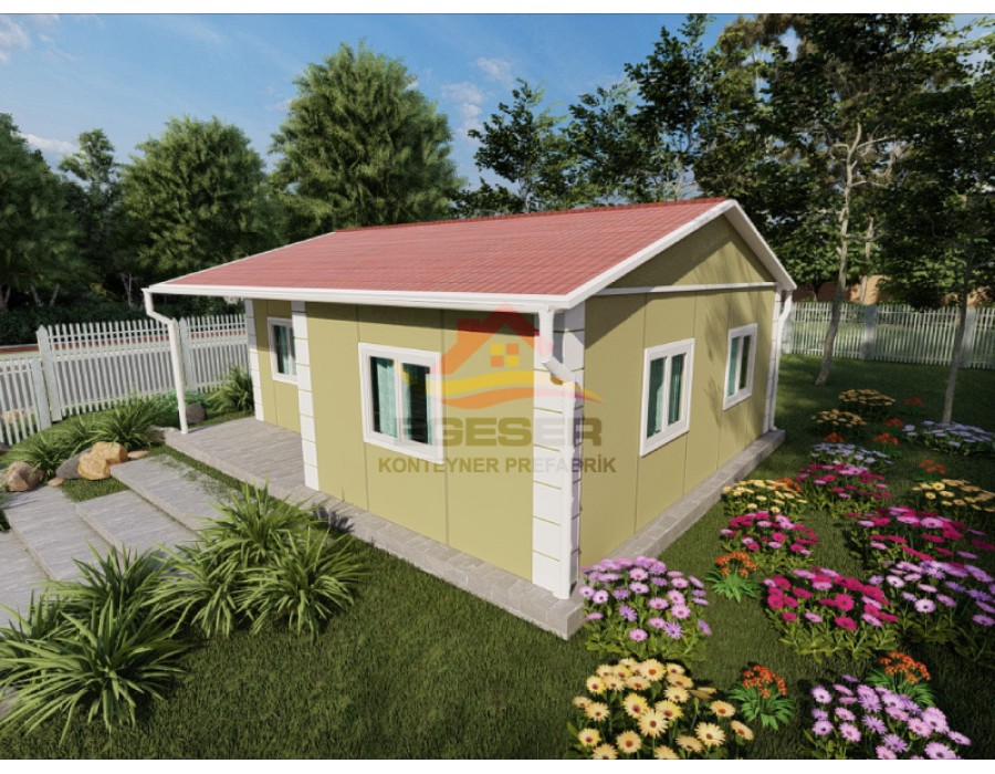 50 m² Tek Katlı Prefabrik Ev | Verandalı 1+1