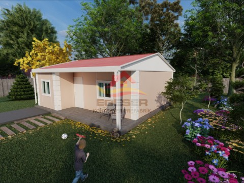 60 m² Tek Katlı Prefabrik Ev 2+1 Verandalı