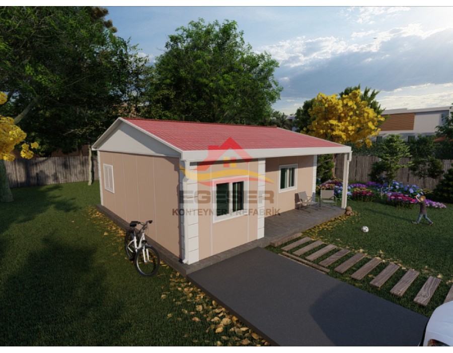 60 m² Tek Katlı Prefabrik Ev 2+1 Verandalı