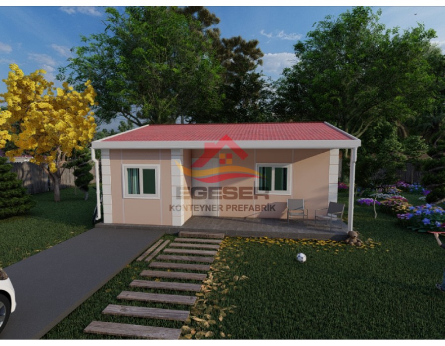 60 m² Tek Katlı Prefabrik Ev 2+1 Verandalı