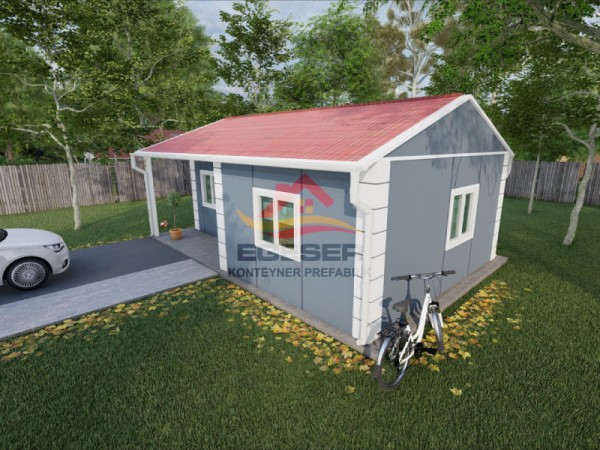 40 m² Tek Katlı Prefabrik Ev | Verandalı 1+1