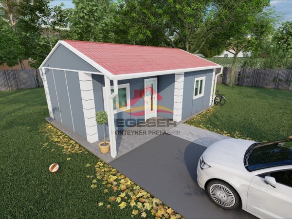 40 m² Tek Katlı Prefabrik Ev | Verandalı 1+1