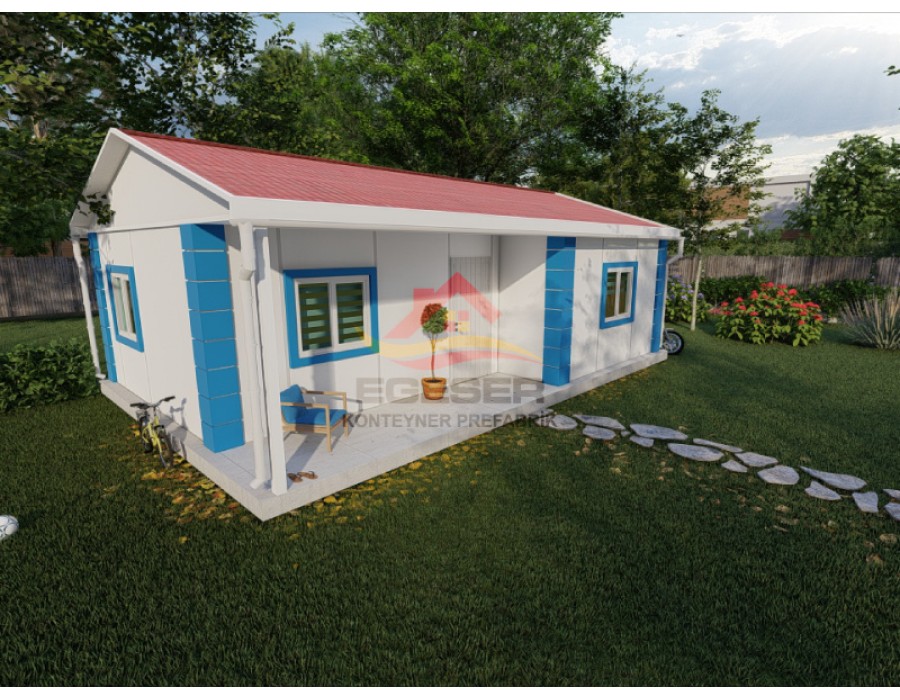 52 m² Tek Katlı Prefabrik Ev Verandalı 2+1