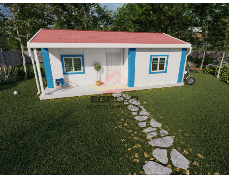 52 m² Tek Katlı Prefabrik Ev Verandalı 2+1