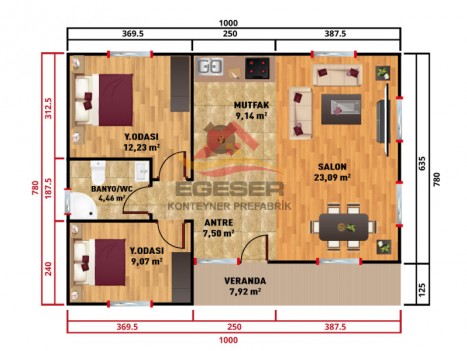 78 m² Tek Katlı Prefabrik Ev