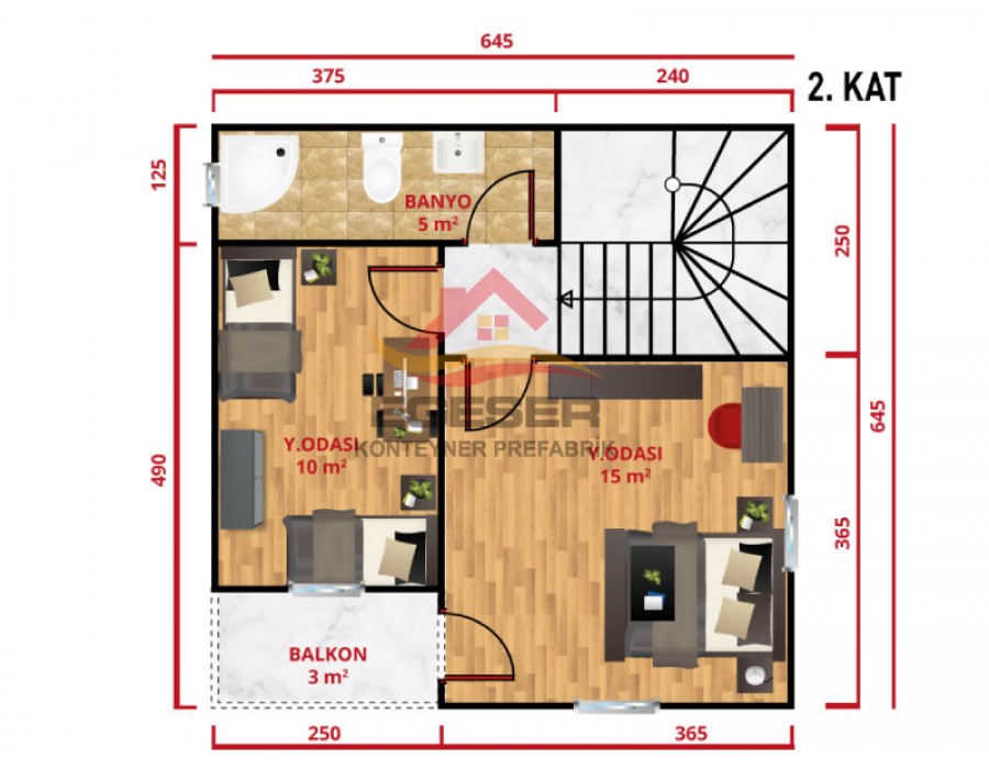 80 m² Dubleks Prefabrik Ev