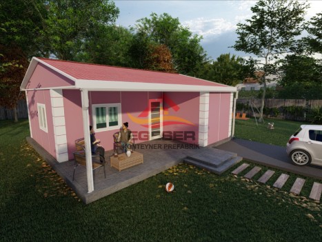 60 m² Tek Katlı Prefabrik Ev Geniş Verandalı