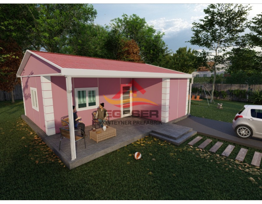 60 m² Tek Katlı Prefabrik Ev Geniş Verandalı