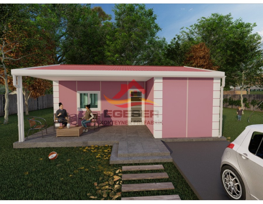 60 m² Tek Katlı Prefabrik Ev Geniş Verandalı