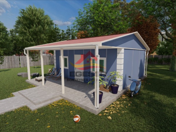 59 m² Tek Katlı Prefabrik Ev 2+1 Geniş Verandalı