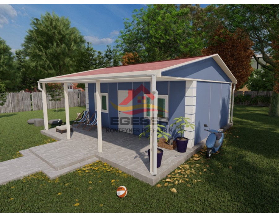 59 m² Tek Katlı Prefabrik Ev 2+1 Geniş Verandalı