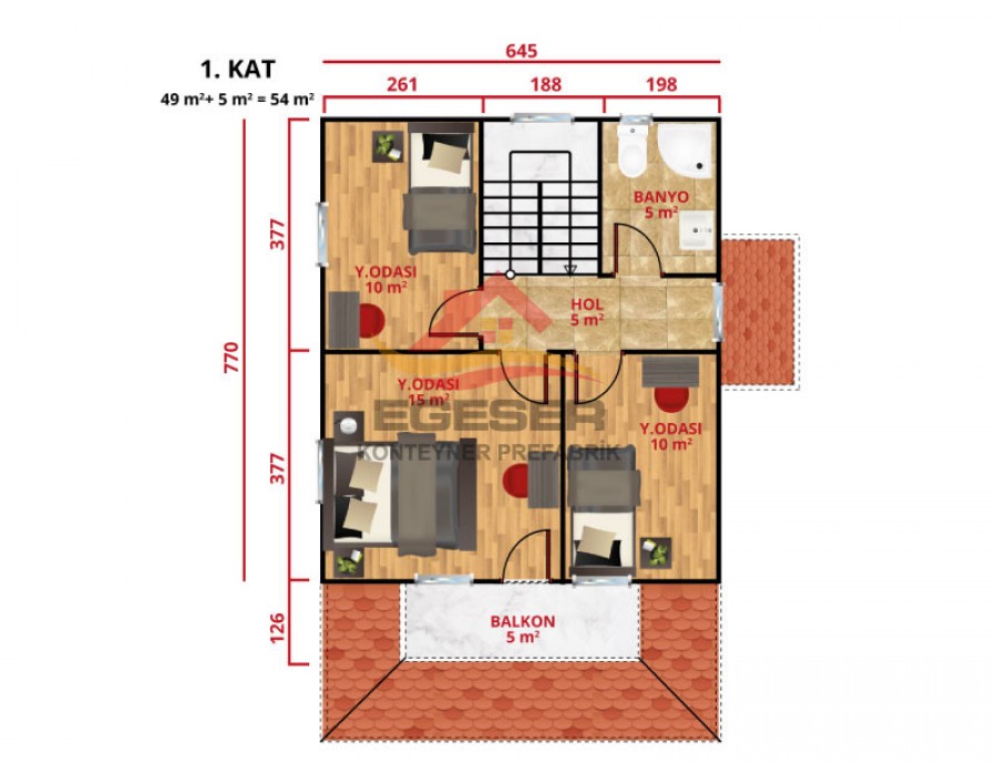 122 m² Dubleks Prefabrik Ev