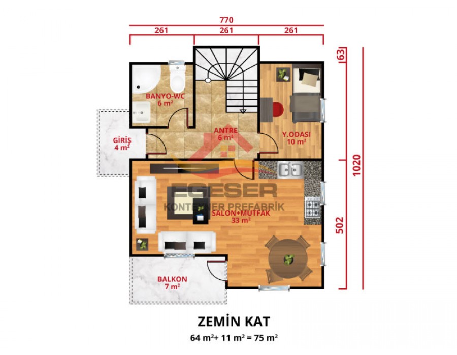 149 m² Dubleks Prefabrik Ev