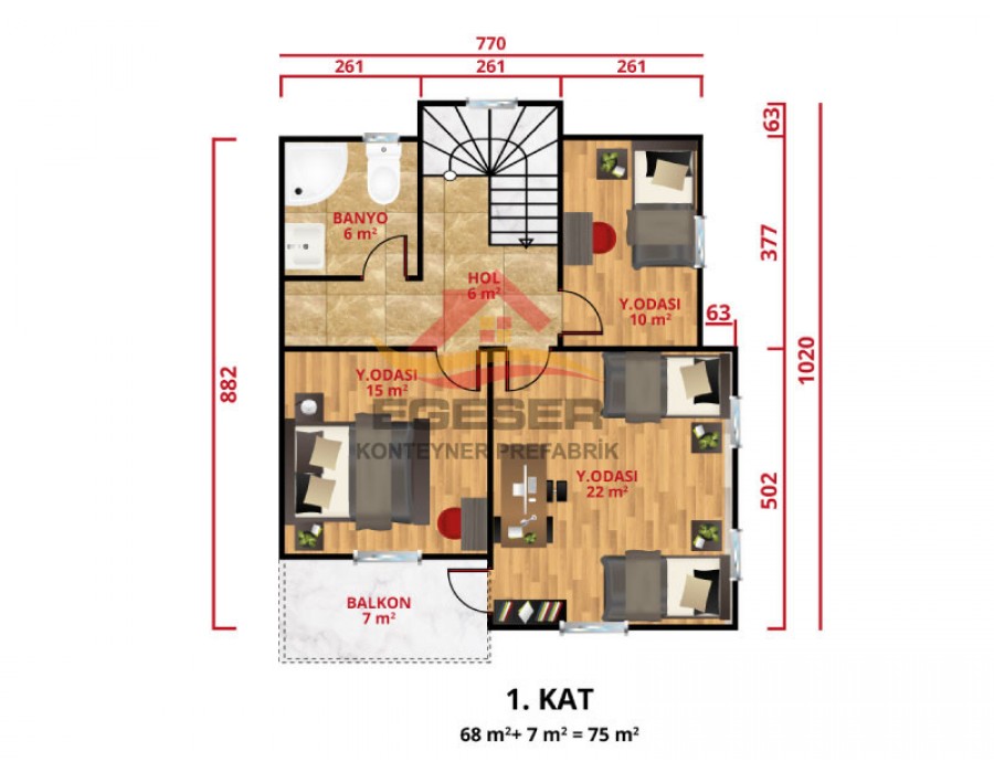 149 m² Dubleks Prefabrik Ev